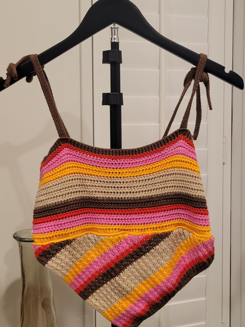 Urban Outfitters Multicolor Crochet Striped Tank - Pink, Yellow, Brown, Orange